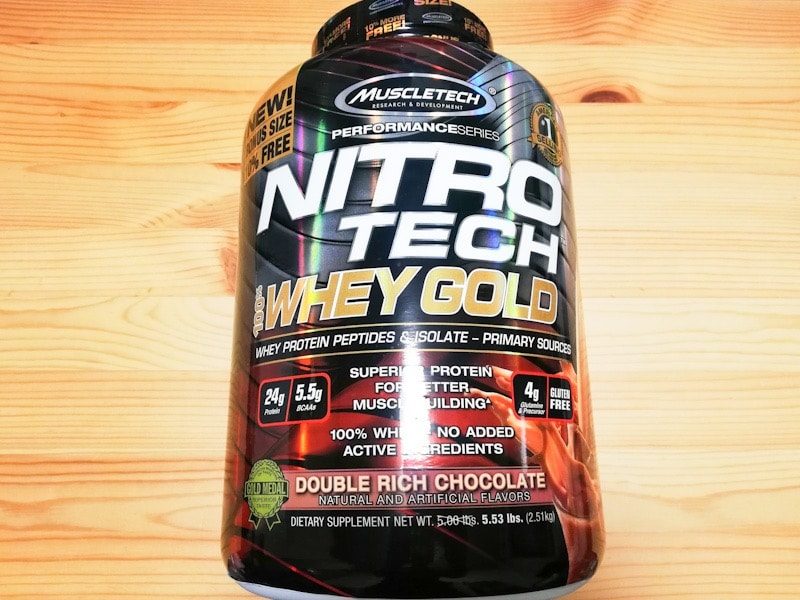 muscle tech Nitro tech 100% whey gold ダブルリッチリョコレート味の外観